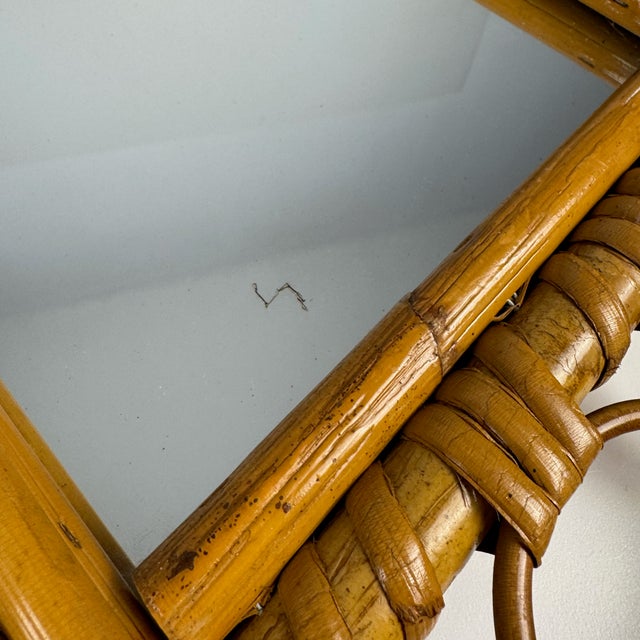 Wood Mid-Century Modern Bamboo Rattan Wall Mirror, Italy, 1960s For Sale - Image 7 of 8