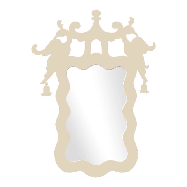 Fleur Home x Aldous Bertram Rococo Mirror in Delaware Putty, 34x46 For Sale