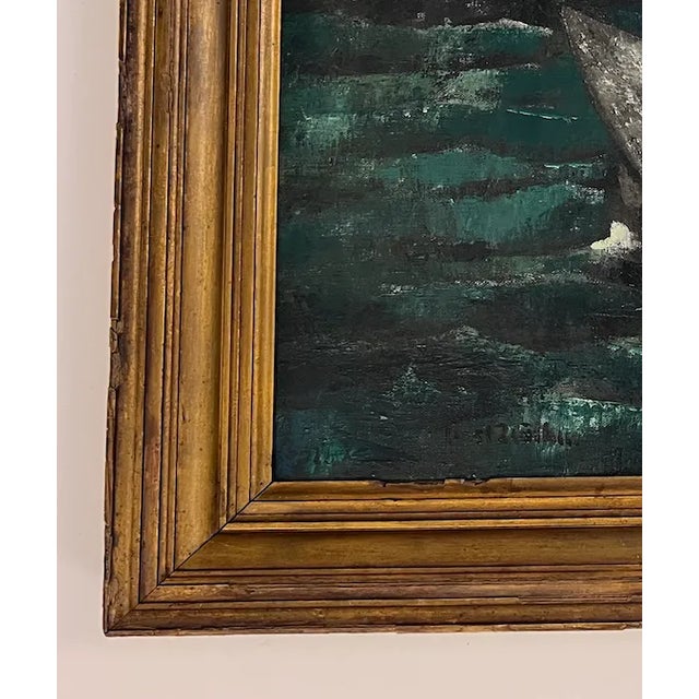 A marine painting by the Danish artist Ernst Zeuthen (1880-1938). The painting, created with oil on canvas, depicts a...