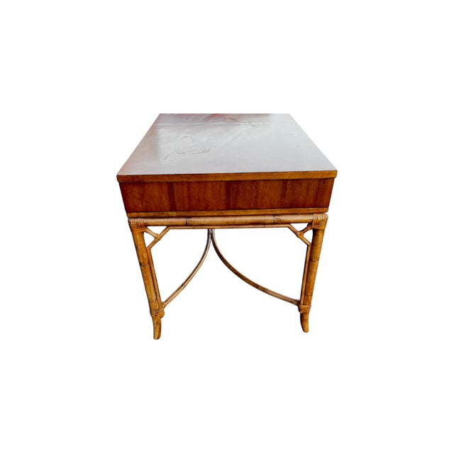 Late 20th Century Tommy Bahama Faux Bamboo & Rattan Beach House Desk For Sale In Naples, FL - Image 6 of 10