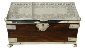 Victorian Silver-Plated Oak Tea Caddy, 1890s