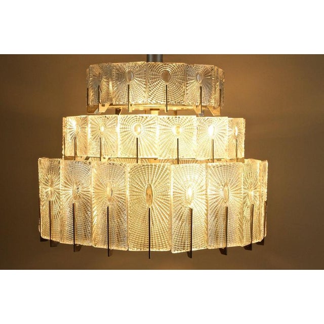 Vintage Three-Tier Glass Pendant Light by Rupert Nikoll, 1950 For Sale - Image 3 of 18