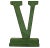 Vintage wood department store letter V in original green paint.