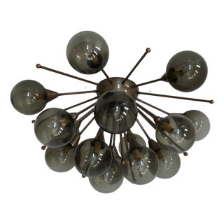 21st Century Mezzo Bronze Smoky Murano Flush Mount by Fabio LTD For Sale