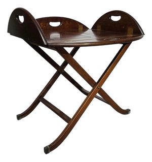 Victorian Style Foldable Serving Butler's Tray with Side Table