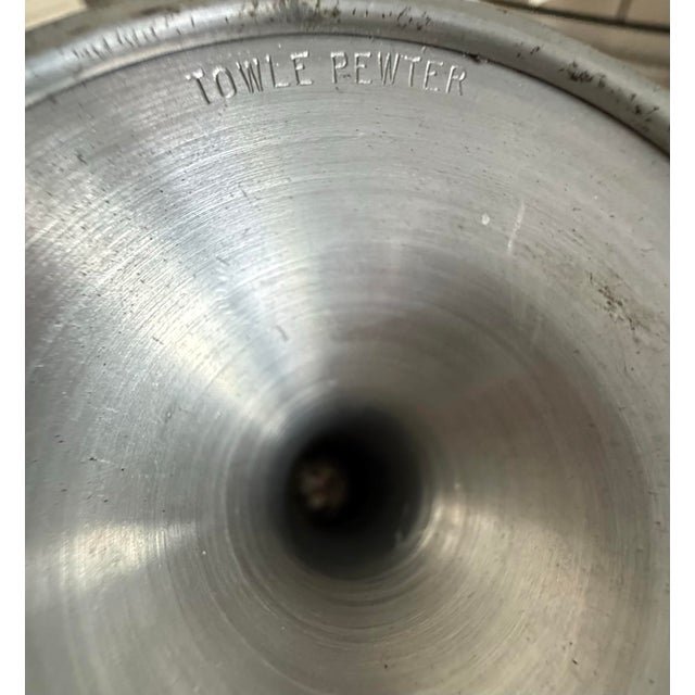 Traditional Vintage 1970s Towle Pewter Pedestal Candy Bowl 7629p – Mid Century Pierced Design For Sale - Image 3 of 4