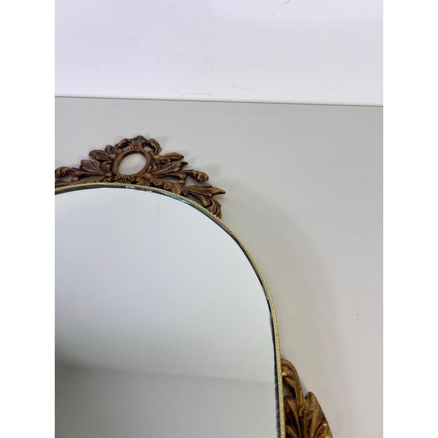 Italian Ornate Brass Framed Wall Mirror, 1960s For Sale - Image 6 of 8