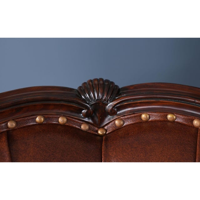 Brown Traditional Style Leather Arm Chair For Sale - Image 8 of 12