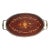Mid 20th Century Italian Marquetry Wood Inlay Oval Serving Tray With Brass Gallery Rail & Handles For Sale