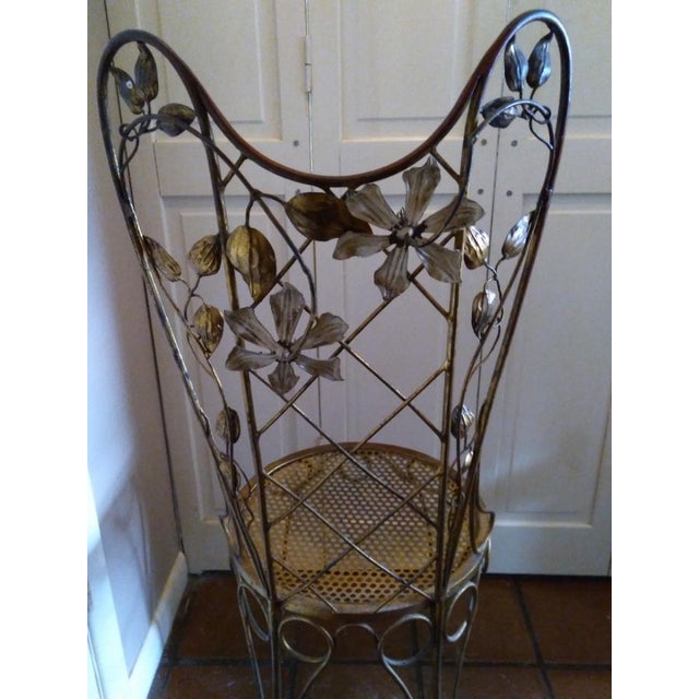 Metal 1950s Vintage Italian Flower Gilt Iron Sculptural Chair For Sale - Image 7 of 12