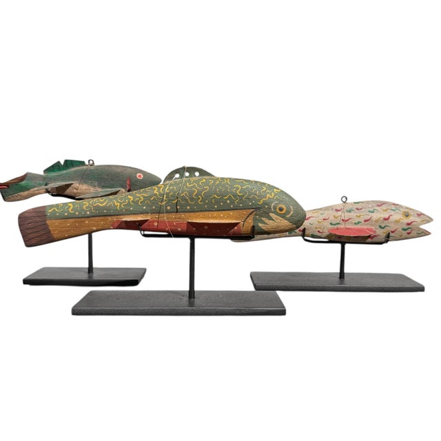 Mid 20th Century Collection of Five Vintage American Fishing Decoys on Custom Mounts For Sale - Image 5 of 15