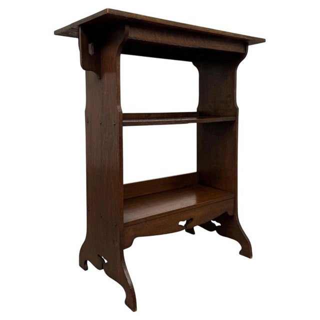Antique English Arts and Crafts Oak Side Table For Sale - Image 3 of 11