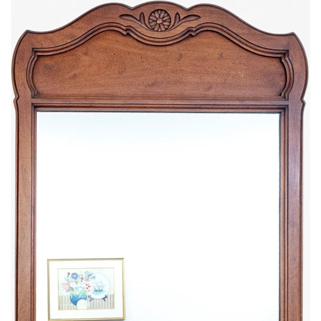French Provincial Vintage French Provincial Carved Fruitwood Mirror by John Stuart for John Widdicomb For Sale - Image 3 of 16