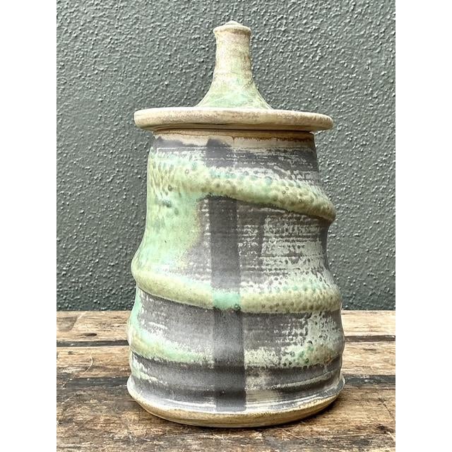 Mid-Century Modern Vintage Original Studio Pottery Lidded Jar For Sale - Image 3 of 12