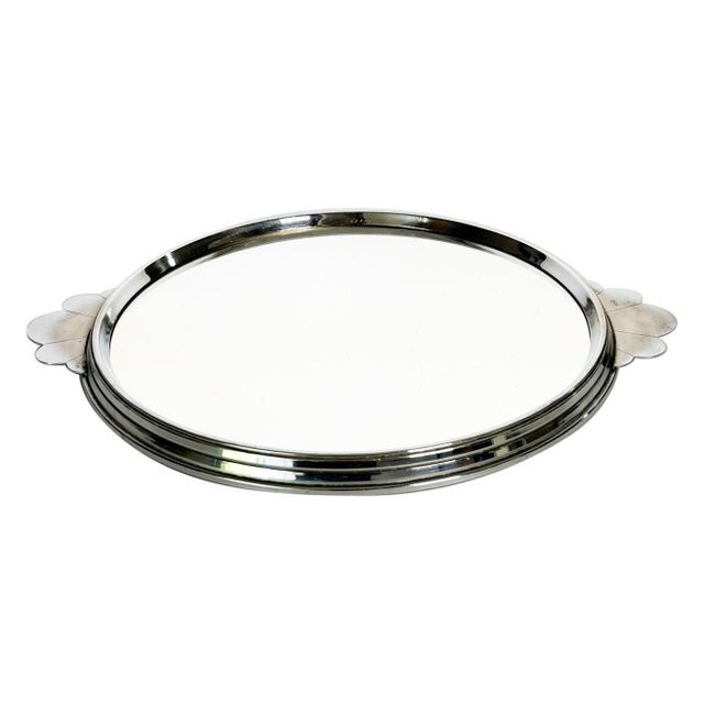 Round Metal Tray with Mirrored Surface, France, 1940s For Sale - Image 12 of 12