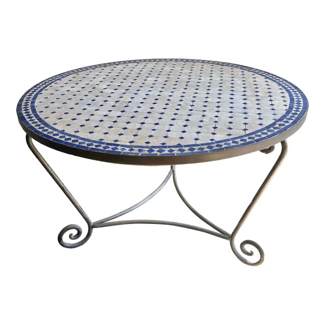 Late 20th Century Moroccan Mosaic Tile Table For Sale