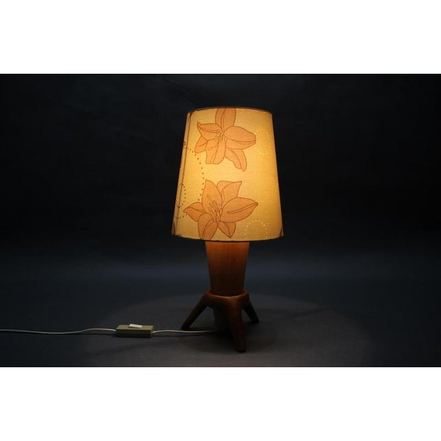 Gold Mid-Century ULUV Wooden Table Lamp, Czechoslovakia, 1960s For Sale - Image 8 of 11