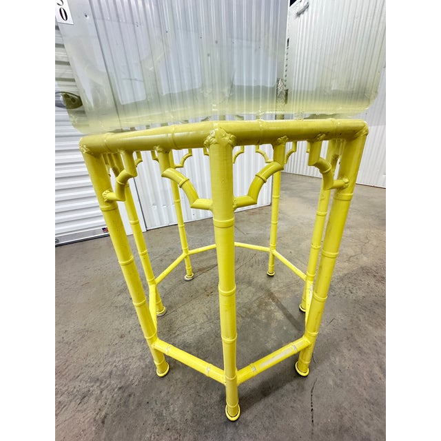 Mid 20th Century Vintage Kessler Industries Hollywood Regency Yellow Faux Bamboo Dining Table For Sale - Image 5 of 11
