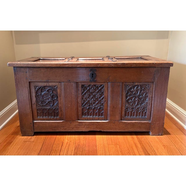 Amazing old trunk, I can only imagine what it's held in the centuries since it was made. Beautiful hand forged iron...