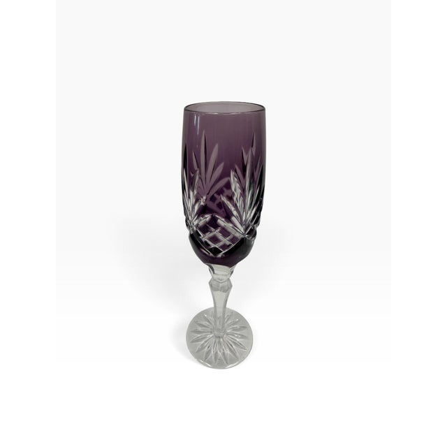 Late 20th Century Mid-Century Modern Hungarian Ajka "Caroline" Cut-to-Clear Crystal Champagne Flutes - Set of 4 For Sale - Image 4 of 7