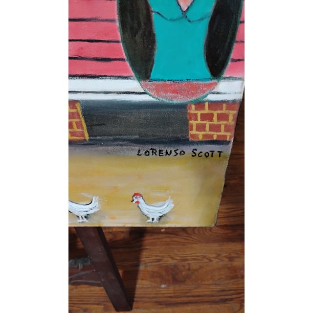 This painting is a one of a kind original oil painting by the legendary folk artist Lorenzo Scott titled "Where Lorenzo...