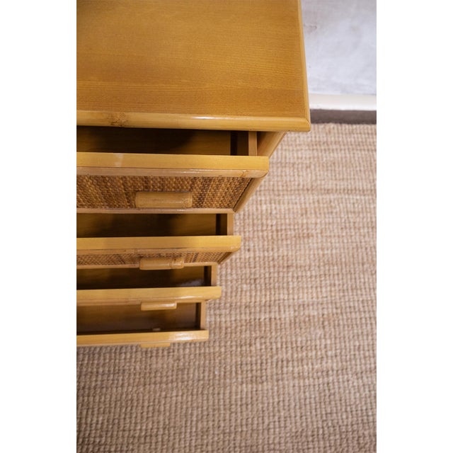 Bamboo and Woven Rush Chest of Drawers, 1970s For Sale - Image 4 of 6