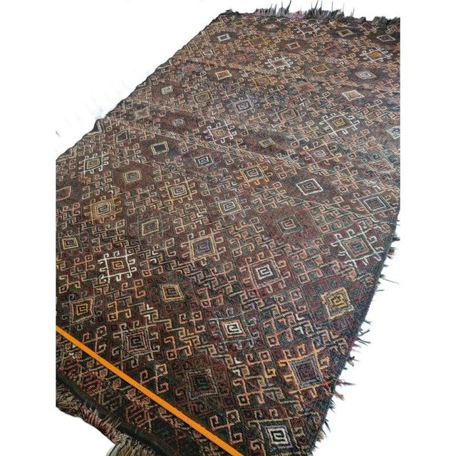 Burgundy Antique Anatolian Kilim 1950s Kütahya Cecim Kilim | Handwoven Anatolian Tribal Kilim For Sale - Image 8 of 9