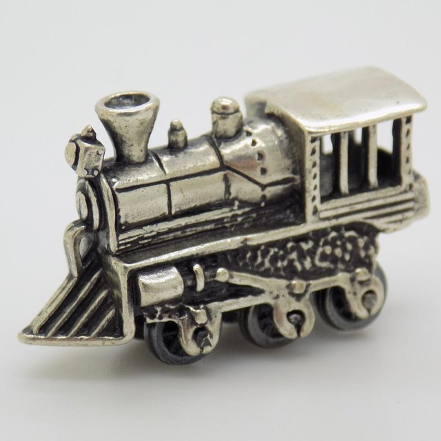Vintage Italian Handmade Genuine Sterling Silver 925 Locomotive Train Figurine, 1970s For Sale - Image 6 of 13