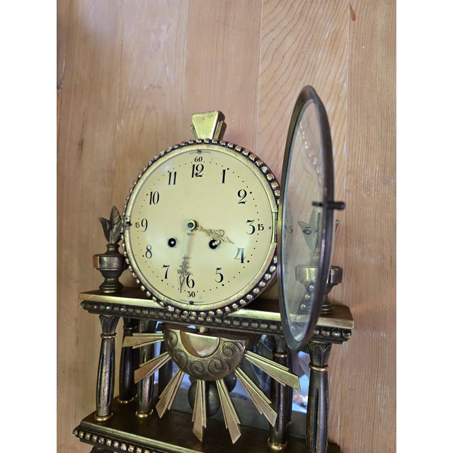 Vintage Pre Mid Century Gold Leaf Wood Swedish Clock For Sale - Image 9 of 10