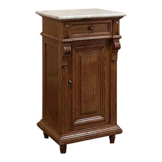 19th Century Second Empire Pine Marble Top Nightstand For Sale