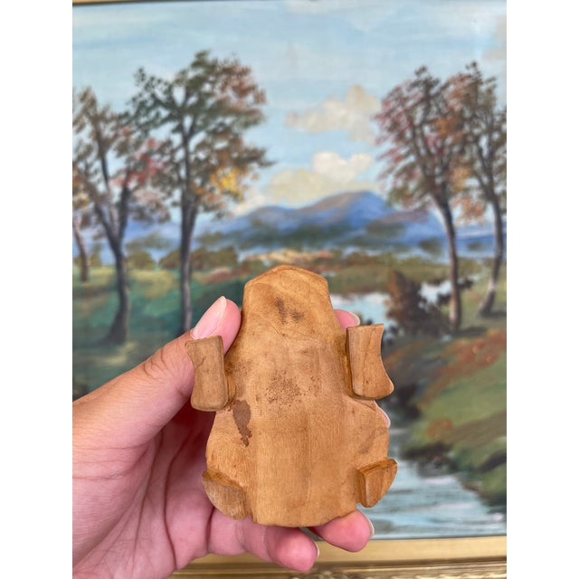 Hand-Carved Mid-20th Century Wooden Frog Sculpture With Incised Detailing For Sale - Image 10 of 10
