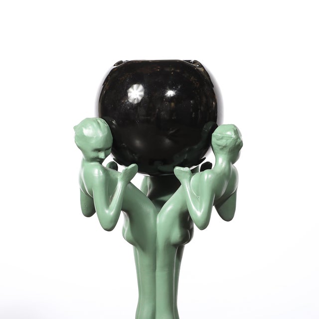 Green Art Deco Three Graces Smoker's Stand by Frankart For Sale - Image 8 of 18