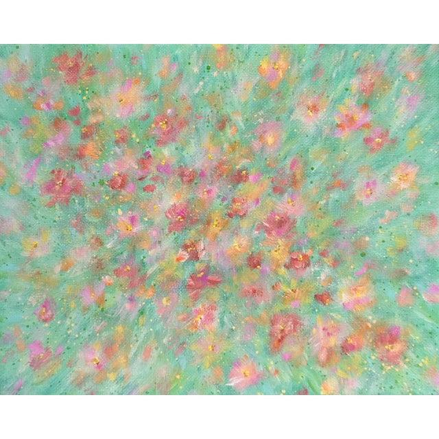 Flowering 6 Original Acrylic Floral Painting on Stretched Canvas 8x10" Wall Art For Sale - Image 6 of 7