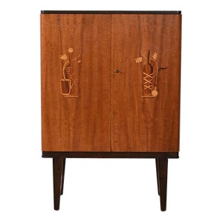 Scandinavian Bar Cabinet with Inlays, 1940s For Sale