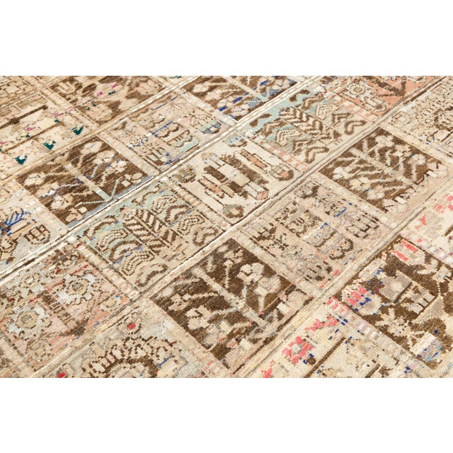 Vintage Wool Rug in Earthy Neutrals & Vibrant Accent Motifs For Sale - Image 9 of 10