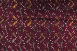 Cross Oars & Anchors Plum Colored Fabric - 1.5 Yards
