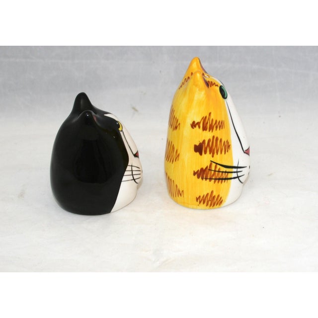 Vintage Candace Reiter Designs Catzilla Ceramic Hand Painted Salt & Pepper Shakers For Sale - Image 4 of 9