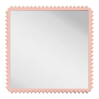 Fleur Home Carnival Muses Square Mirror in Salmon Berry, 24.5x24.5 For Sale