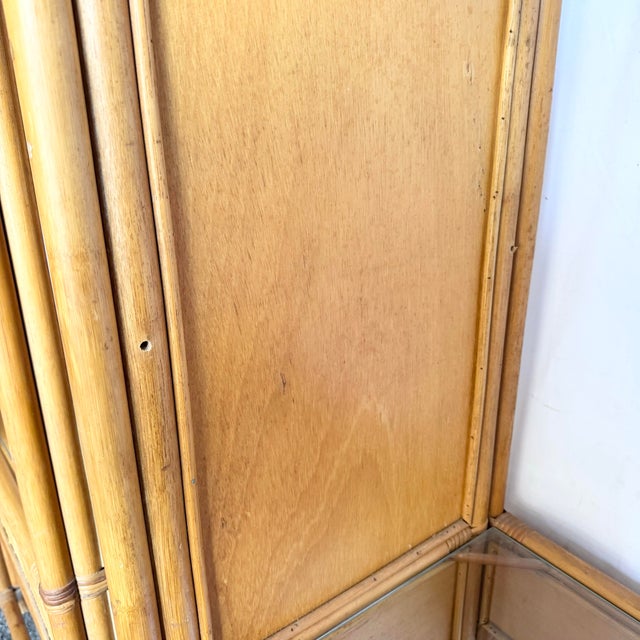 Wood Late 20th Century Boho Chic Wavy Pencil Reed Etageres - A Pair For Sale - Image 7 of 12