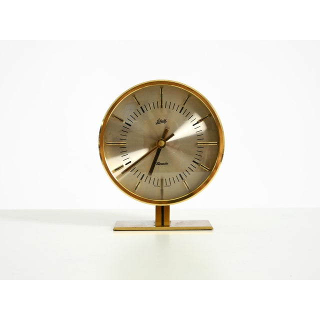 Mid-Century Modern Round Brass Table Clock by Schatz, Germany, 1960s For Sale - Image 3 of 18
