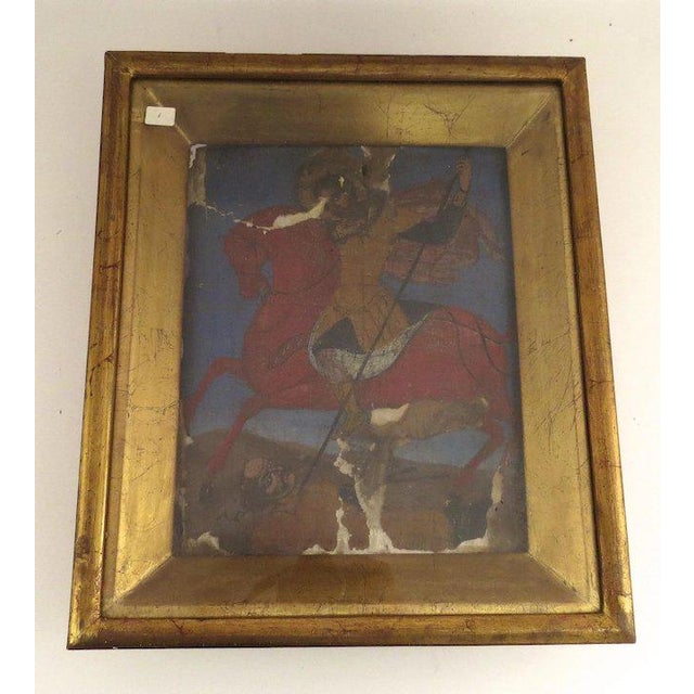 Red Antique Spanish Horseback Rider Gesso Painting, Framed For Sale - Image 8 of 8