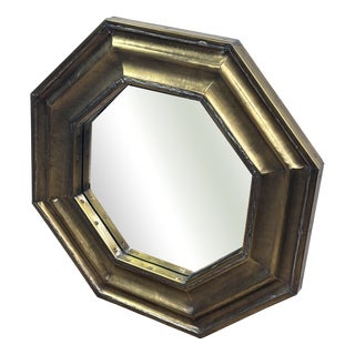 Vintage Octagonal Brass and Pewter Mirror, 1960s For Sale