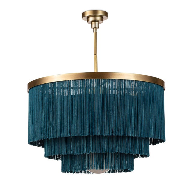 Regina Andrew Cabaret Fringe Chandelier in Peacock For Sale In Detroit - Image 6 of 6