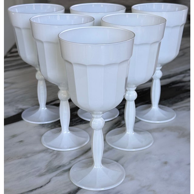 White Watts, London Florentine Renaissance White Goblets - Set of 6 For Sale - Image 8 of 12