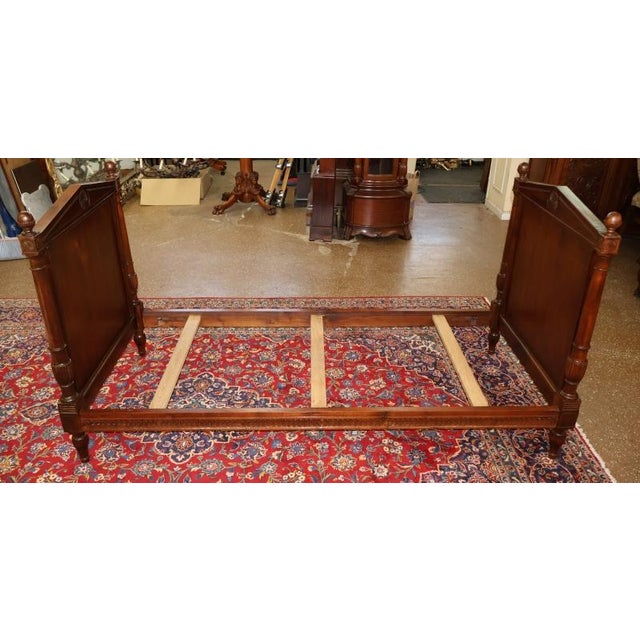 Wood Vintage Walnut French Empire Style Narrow Twin Bed For Sale - Image 7 of 10