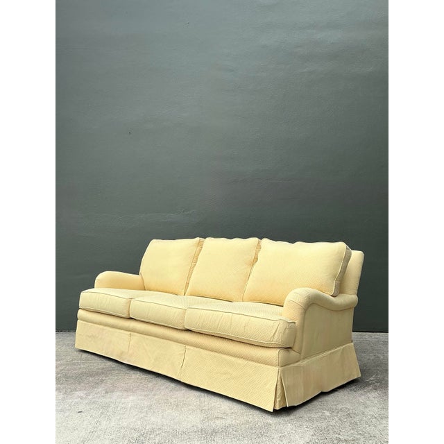 Wood Vintage Hancock and Moore Three Seat Sofa in Scalamandre For Sale - Image 7 of 9