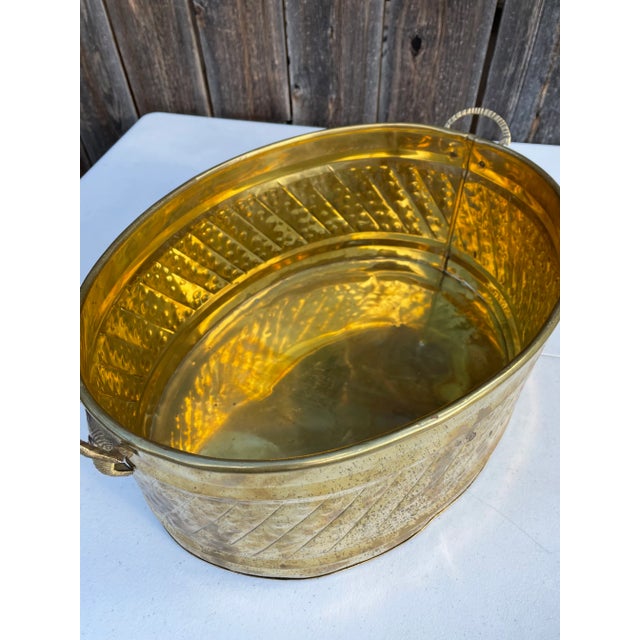 Vintage Mid-Century Brass Elephant Handled Basin For Sale - Image 6 of 11