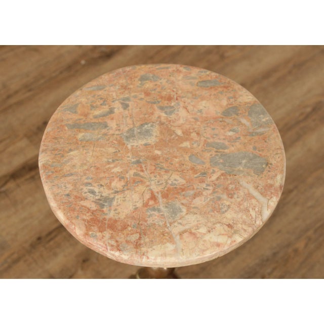 Metal Antique Victorian Marble Top Brass Pedestal Stand For Sale - Image 7 of 13