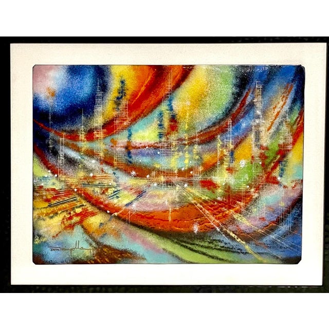 Abstract Dom Mingolla, Abstract Expressionist Enamel on Metal Color Field Painting Paul Jenkins Style For Sale - Image 3 of 10