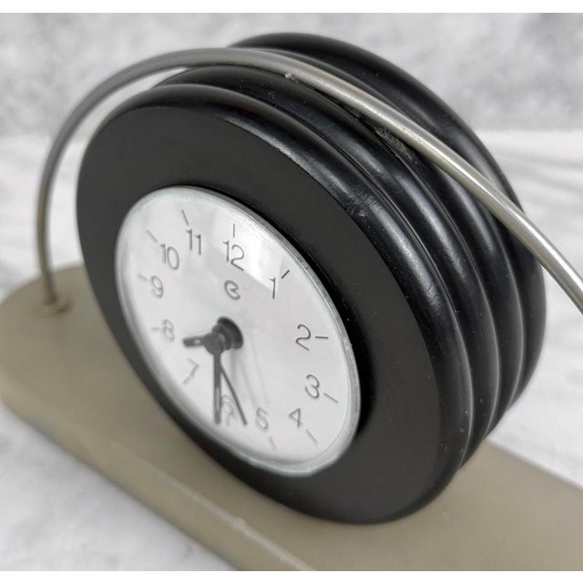 Alabaster Vintage Art Deco Italian Alabaster Mantle Clock For Sale - Image 8 of 13
